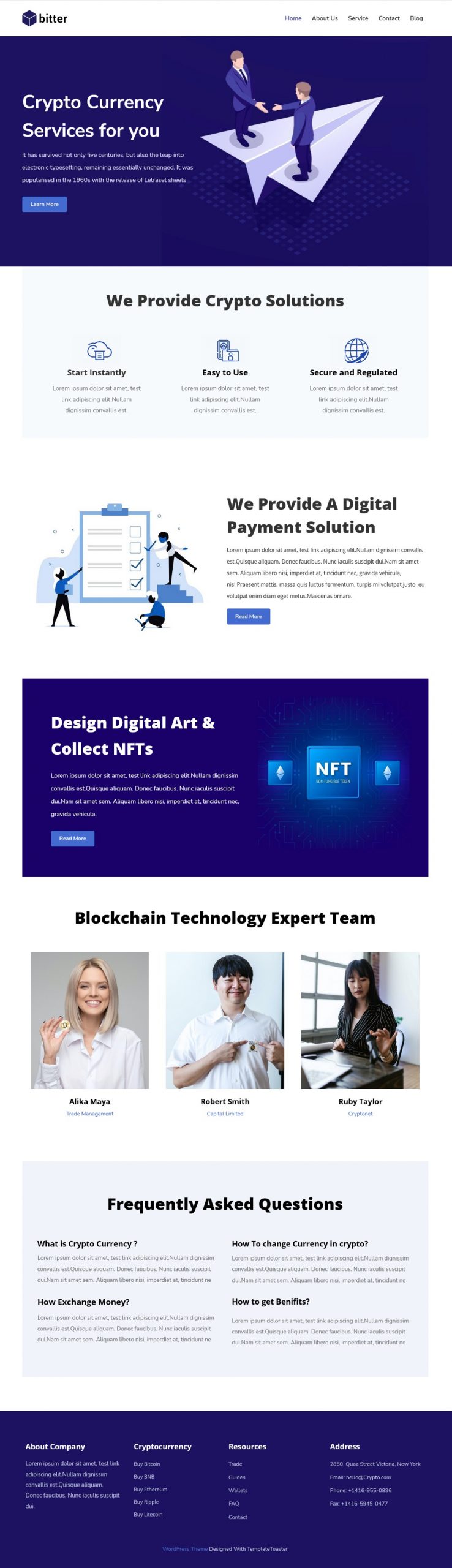 Bitter - NFT & Digital Blockchain Technology Services WordPress Theme