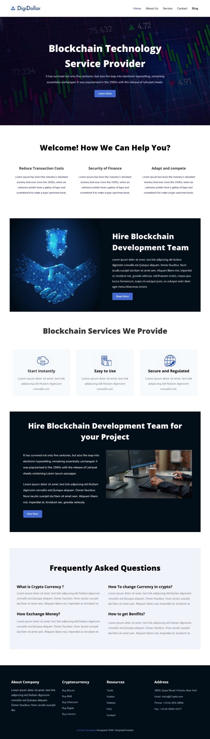 DigiDollar - Digital Cryptocurrency Blockchain Development Services Joomla Template
