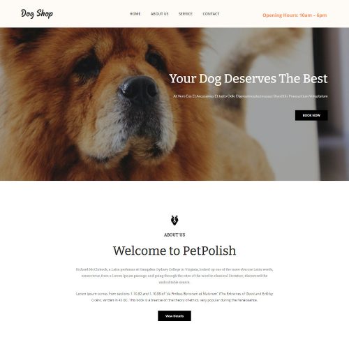 Dog Shop Pet Veterinary Shop Template