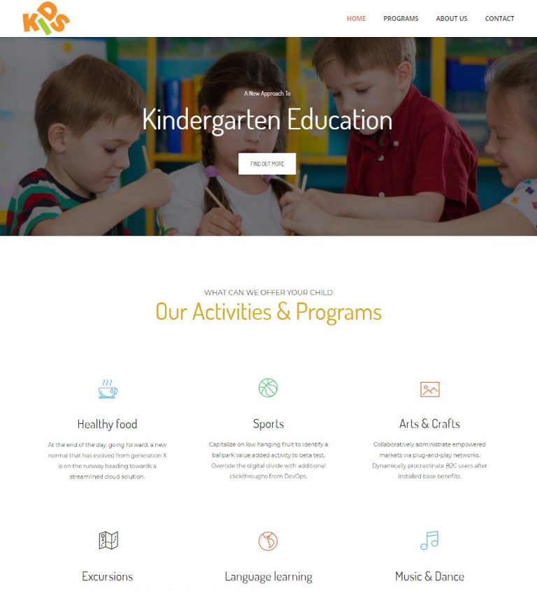 Kids Kindergarten Education & Child Care Template - TemplateToaster