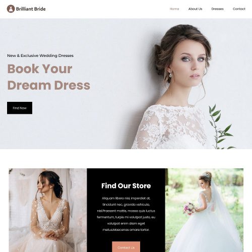 brilliant bride - wedding dress shop for bridals template