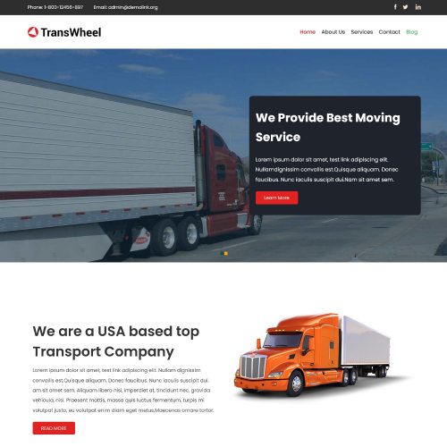 transwheel - trucks and transportation services wordpress theme