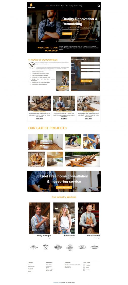 Carpenter WordPress Theme - TemplateToaster