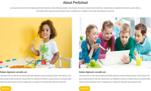 PreSchool about section design for education and daycare websites