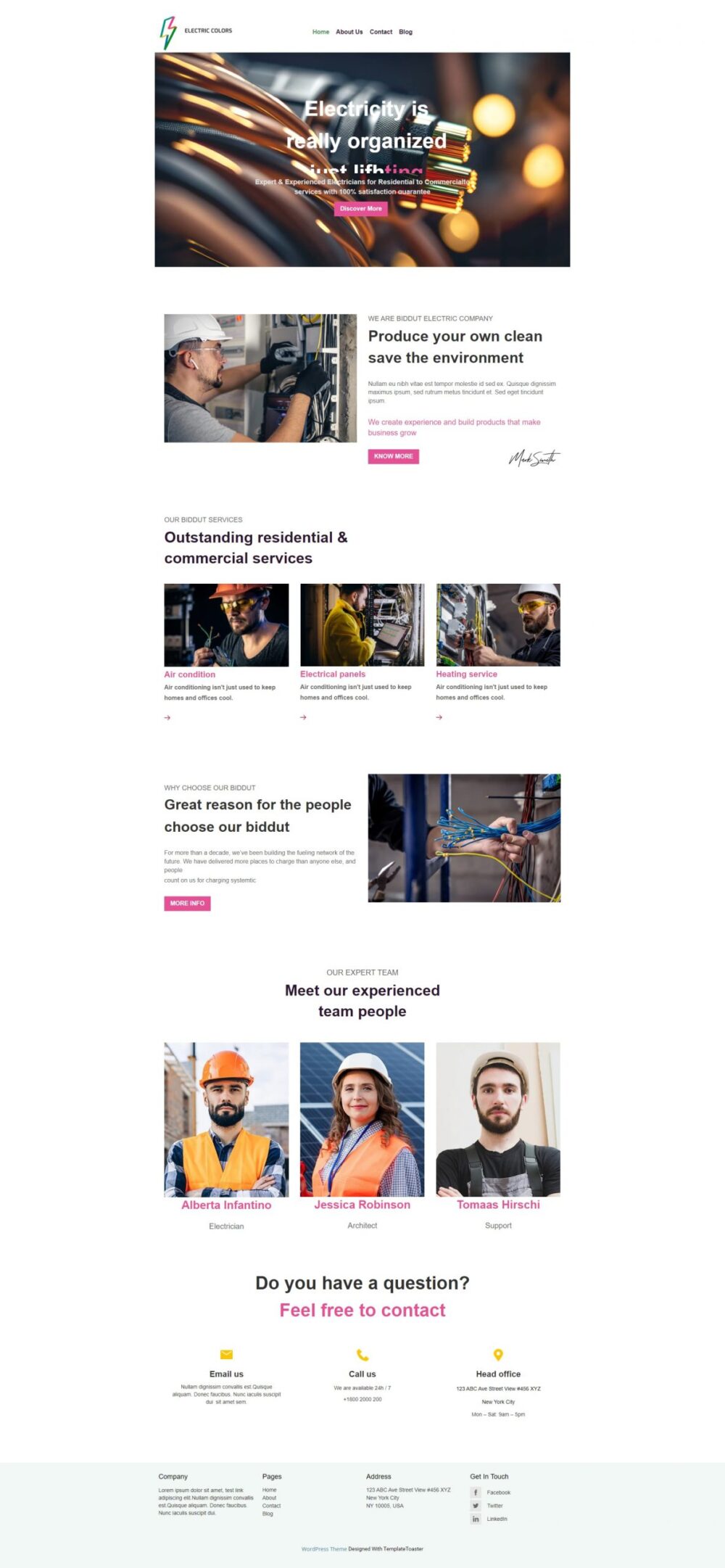 ElectroFix – A Free WordPress Theme for Electricians