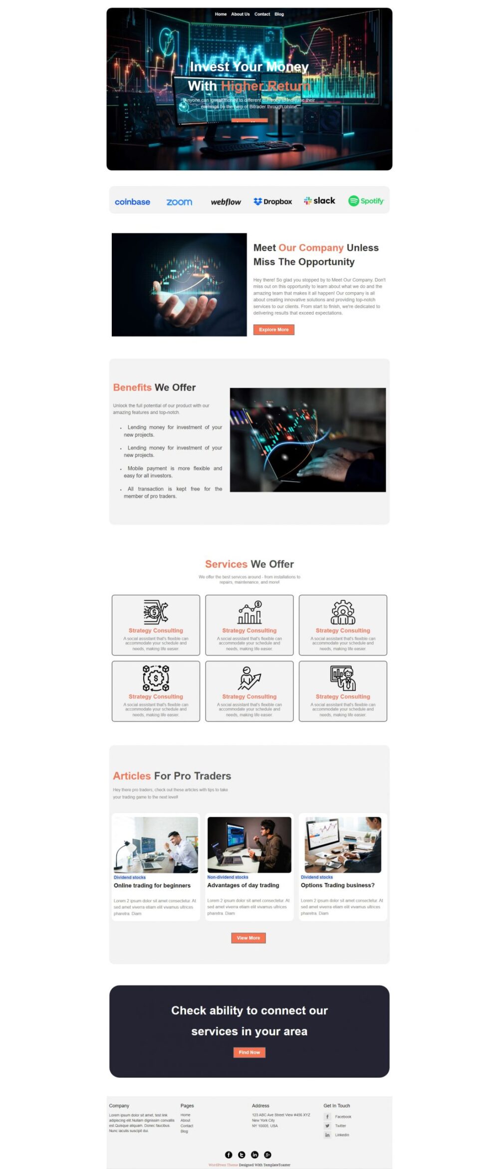 TradePro WordPress Theme for Stock Trading Consultancy Firms