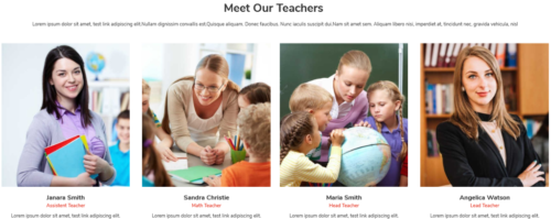 Meet Our Teachers Section template for school websites in TemplateToaster